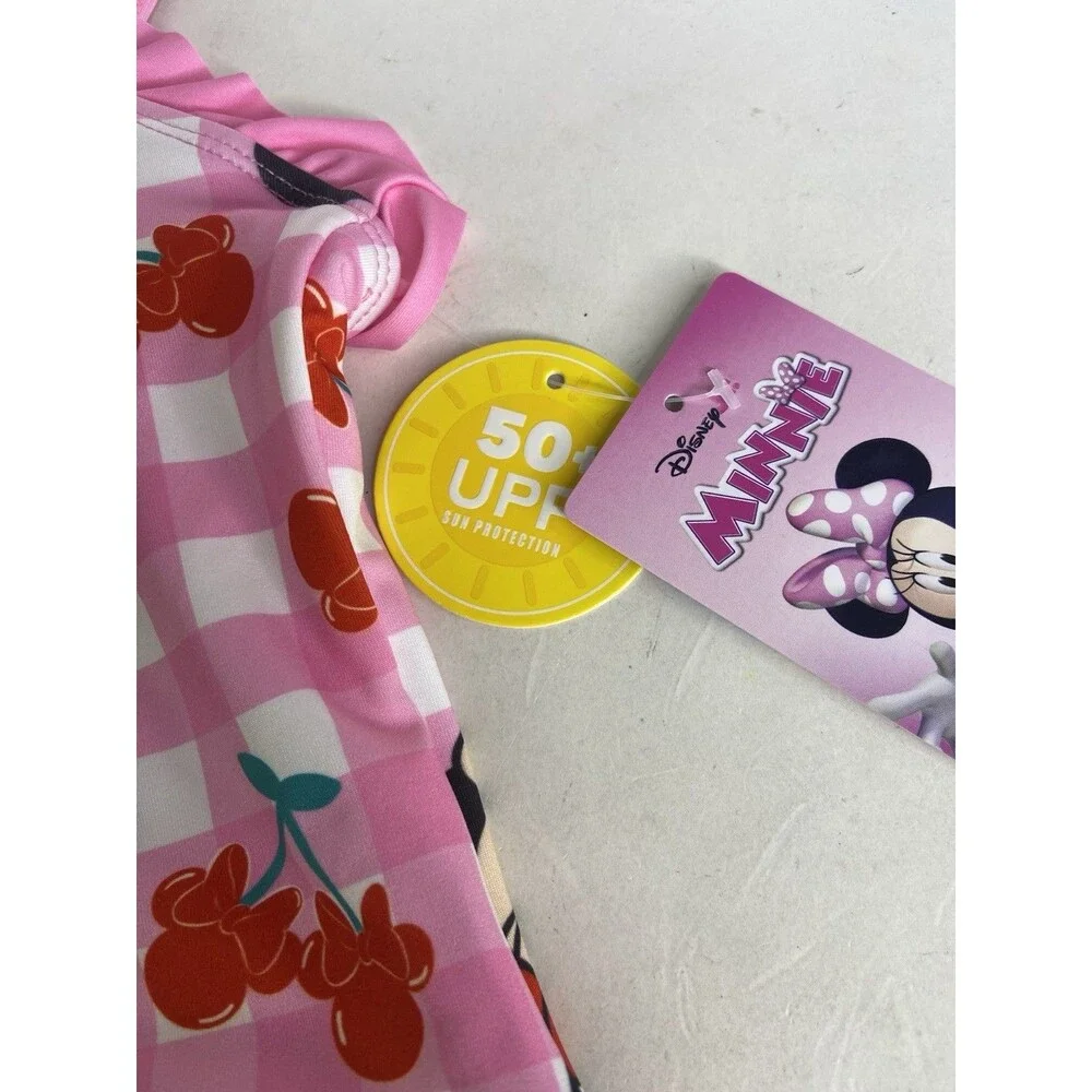 Disney Minnie Mouse Cherry Gingham One Piece Swimsuit Swimwear Girls Size 5